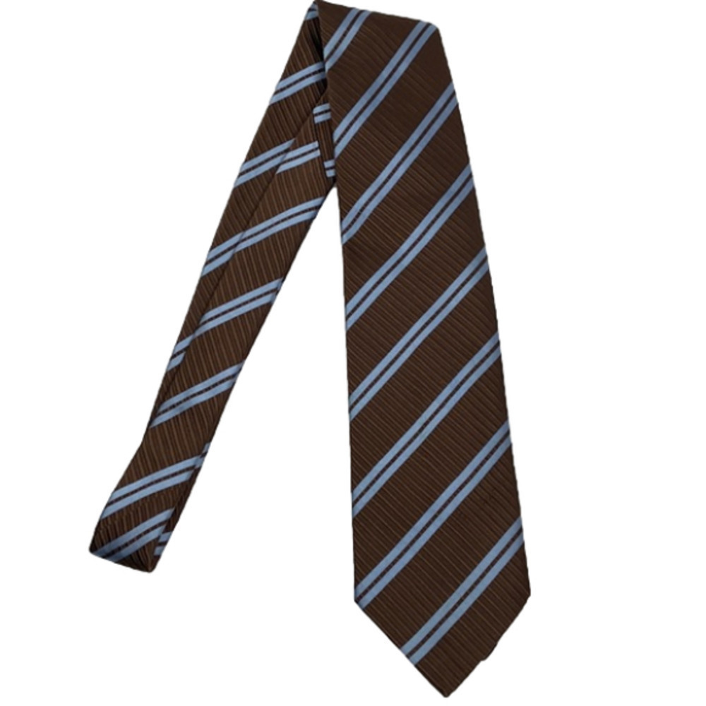 Andrews Ties Vintage Brown Striped 100% Silk Tie